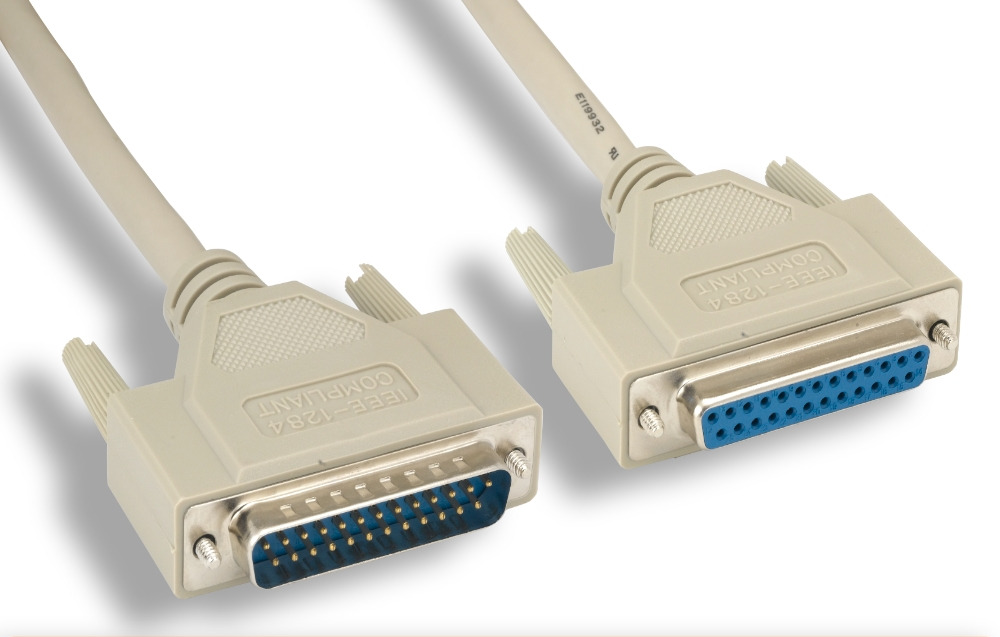 IEEE-1284 DB25 M to DB25 F Parallel Printer Cable