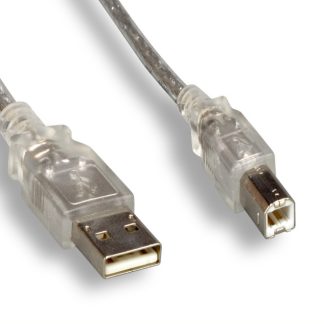 USB 2.0 A Male / B Male Cable Clear
