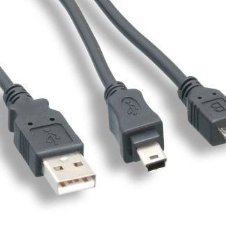 USB2.0 AM / Mini B Male+Micro B Male Splitter Cable