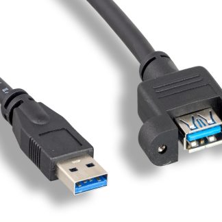 USB 3.0 Type A Panel Mount Extension Cable Black