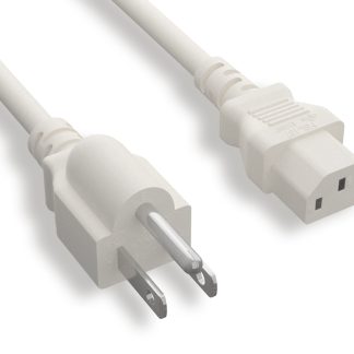 18 AWG White Standard Power Cord NEMA 5-15P to C13