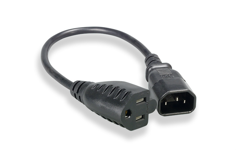 C14 To NEMA 5-15R 14 AWG AC Power Adapter Cord