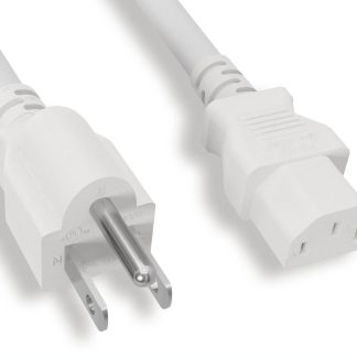 14 AWG Standard Power Cord NEMA 5-15P to C13, White
