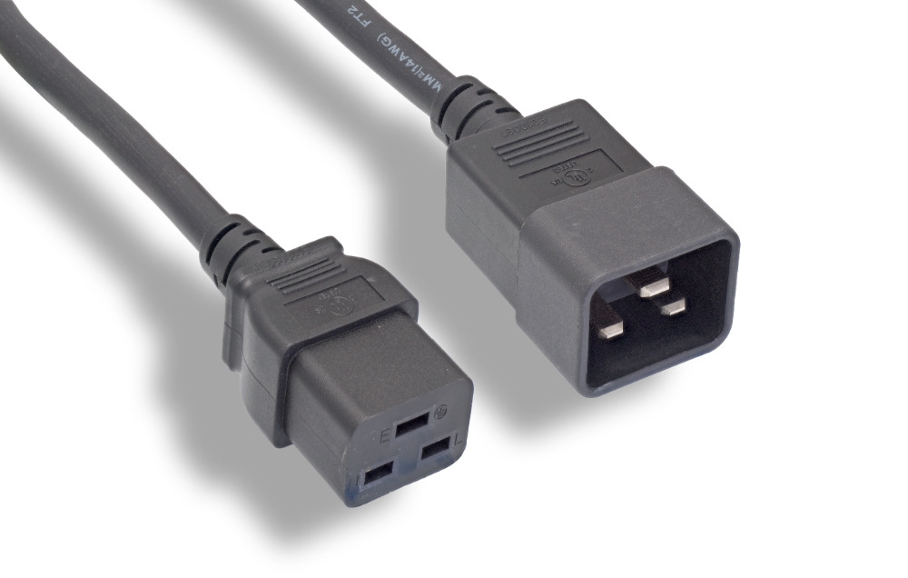 12 AWG Black C20 to C19 Universal Jumper Power Cord