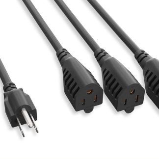 14 AWG 1-to-3 Power Cord Splitter NEMA 5-15P to NEMA 5-15R x3