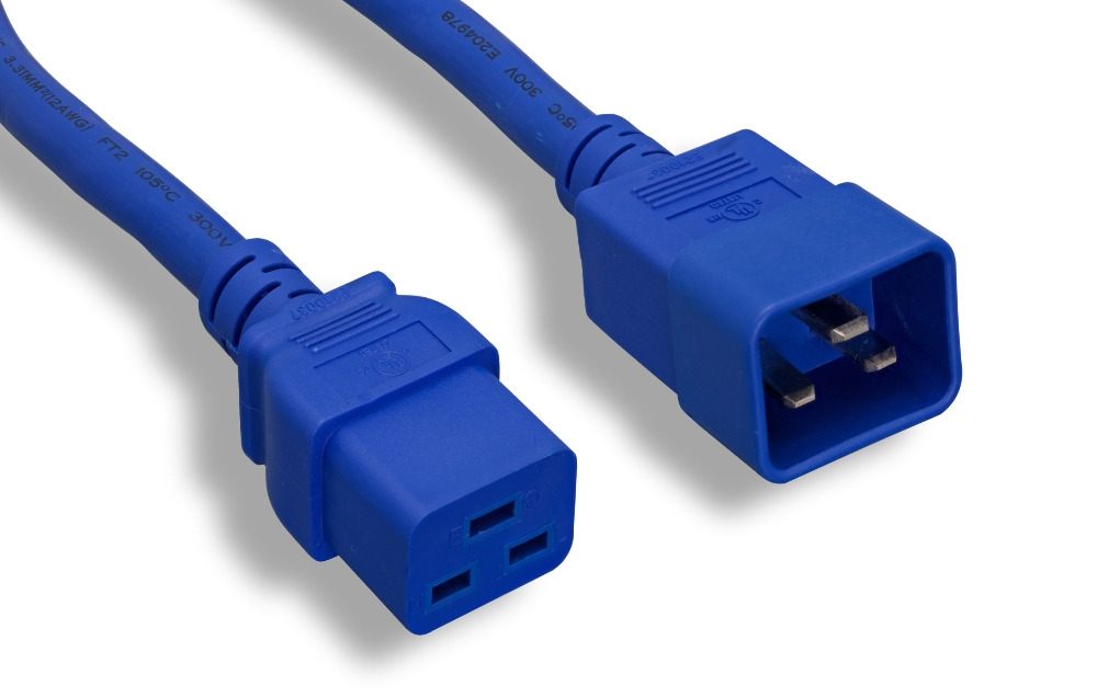 12 AWG Blue C20 to C19 Universal Jumper Power Cord