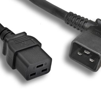 12 AWG Black C19 / Right Angled C20 Universal Jumper Power Cord