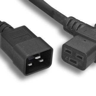 12 AWG Black Left Angled C19 / C20 Universal Jumper Power Cord