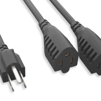 16 AWG Power Cord Splitter NEMA 5-15P to NEMA 5-15R x2