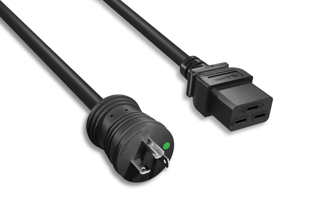 12 AWG Hospital Grade Power Cord Black