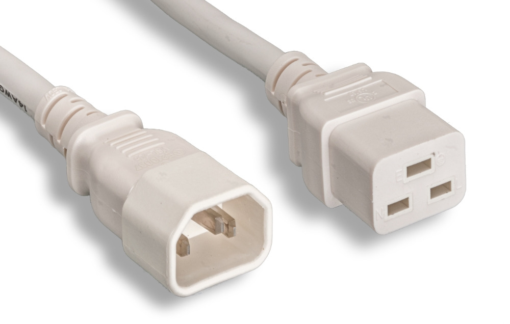 14 AWG White C14 / C19Power Cord