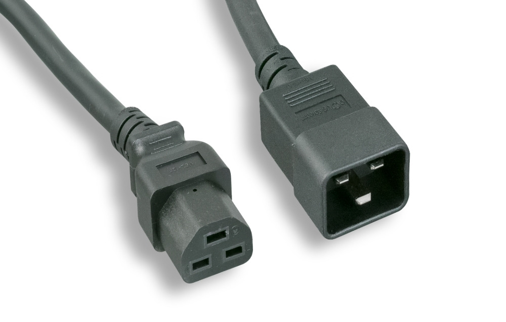 12 AWG Black C20 to C21 Universal Jumper Power Cord
