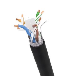 Cat. 6E Shielded Solid Direct Burial Outdoor Bulk Cable, Black