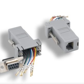 Gray DB9 Female to RJ-12 Modular Adapter