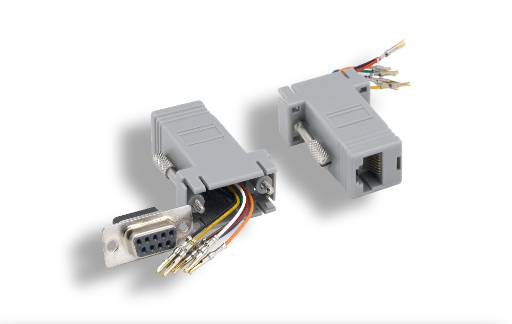 Gray DB9 Female to RJ-45 Modular Adapter