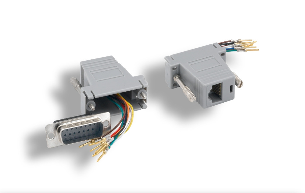 Gray DB15 Male to RJ-45 Modular Adapter