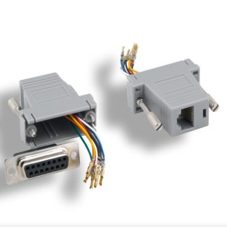 Gray DB15 Female to RJ-45 Modular Adapter