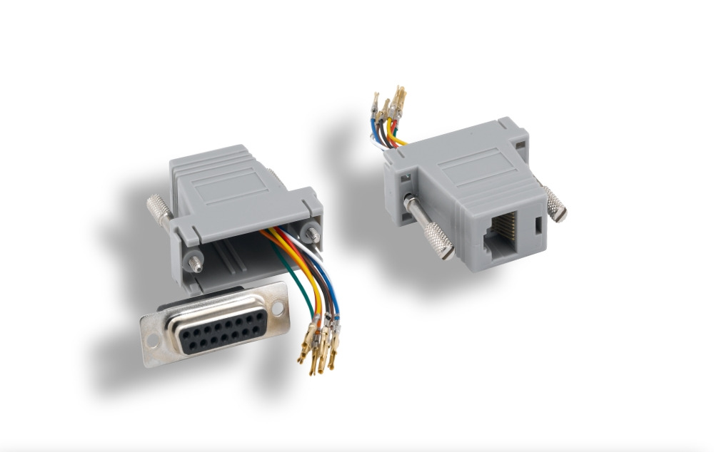 Gray DB15 Female to RJ-45 Modular Adapter