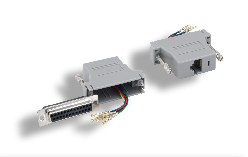 Gray DB25 Female to RJ-45 Modular Adapter