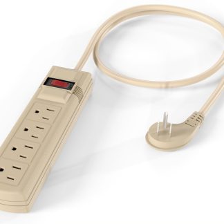 Portable 4 Outlets Power Strip with Surge Protector, 45 Degree Thin Plug, Beige