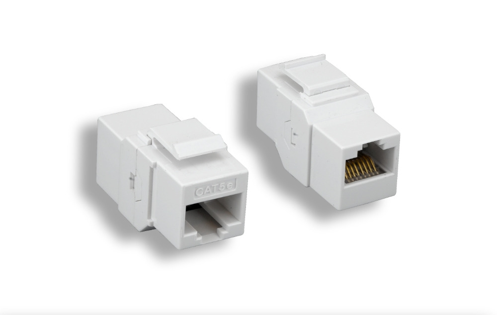 White Cat. 5e Inline Coupler (keystone)
