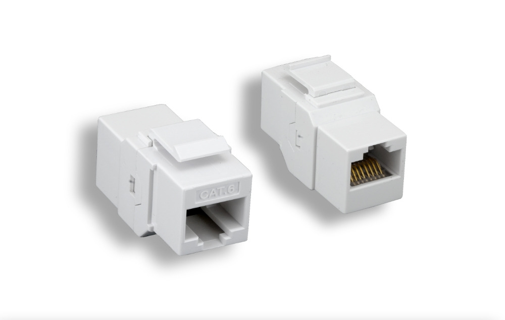 White Cat. 6 Inline Coupler Keystone Jack