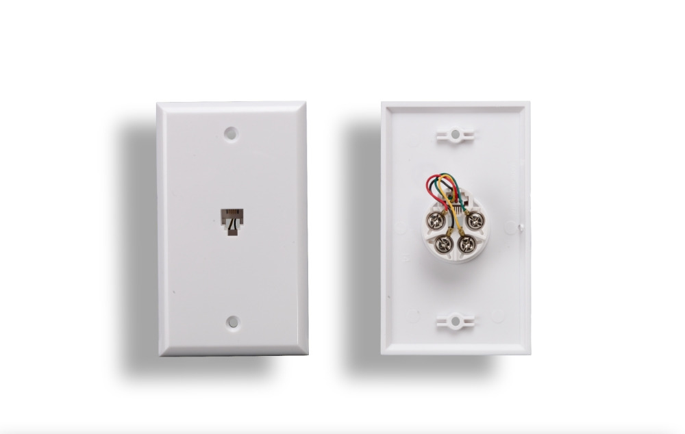1 Port Wall Plate with 6P4C Jack, White
