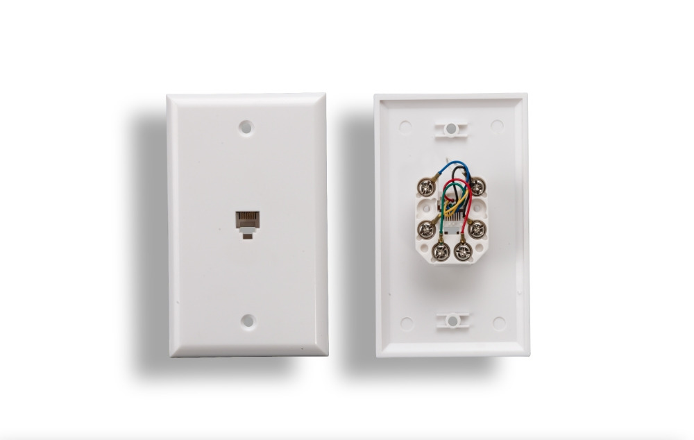 1 Port Wall Plate with 6P6C Jack, White