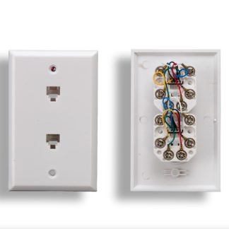 2 Port Wall Plate with 6P6C Jack, White