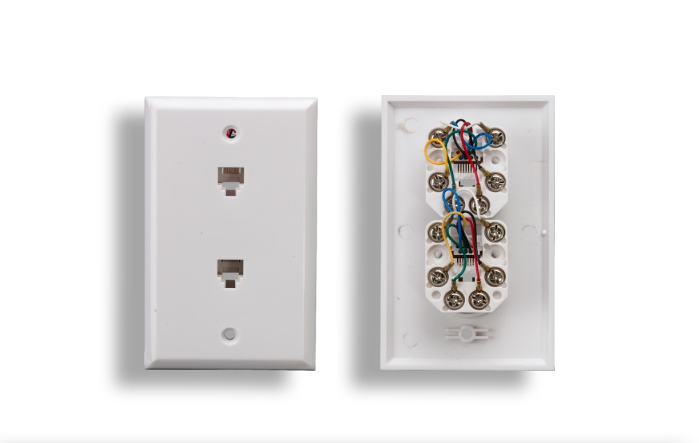 2 Port Wall Plate with 6P6C Jack, White
