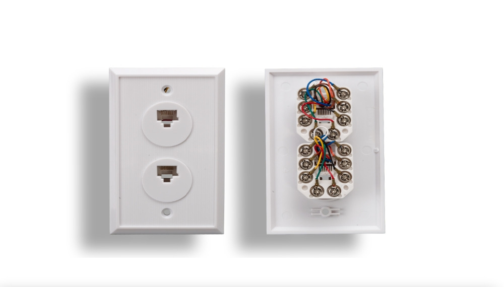 2 Port Wall Plate with 8P8C Jack, White