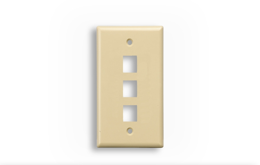 3-Port Wall Plate for Keystone Insert Ivory