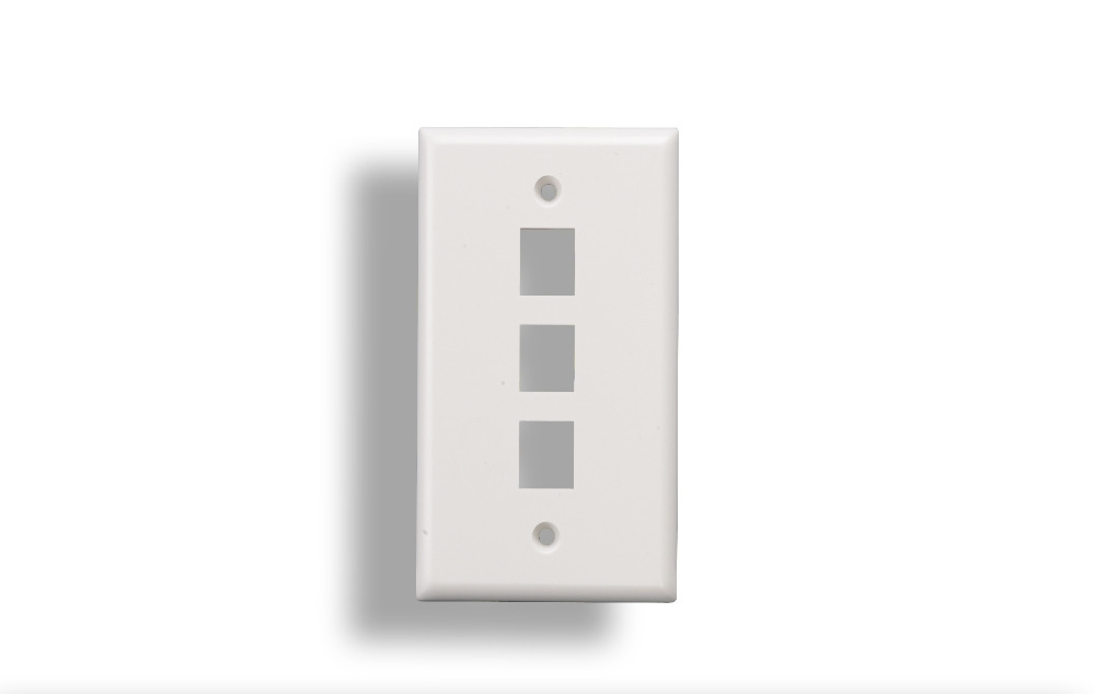 3-Port Wall Plate for Keystone Insert White