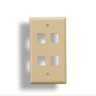 4-Port Wall Plate for Keystone Insert Ivory