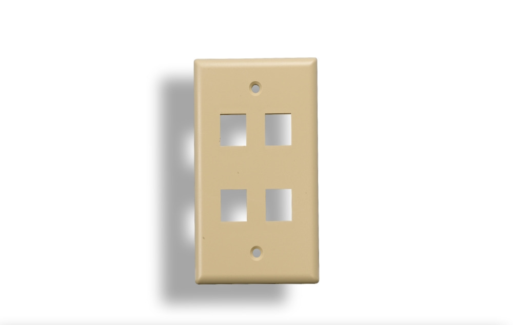 4-Port Wall Plate for Keystone Insert Ivory