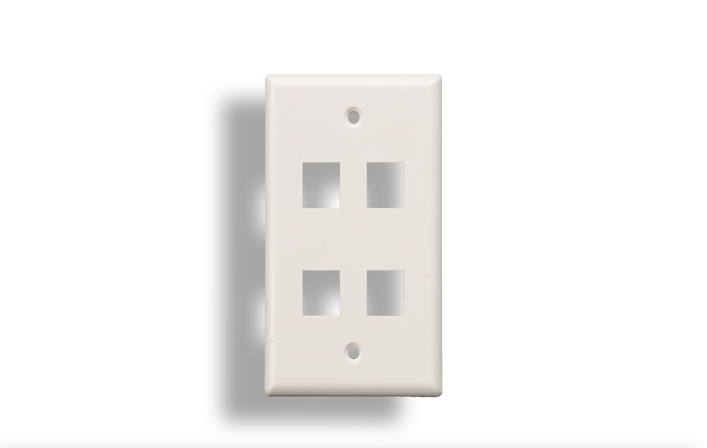 4-Port Wall Plate for Keystone Insert White