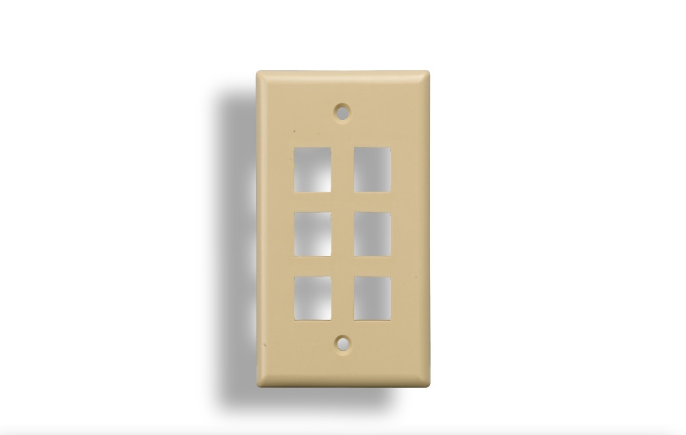 6-Port Wall Plate for Keystone Insert Ivory