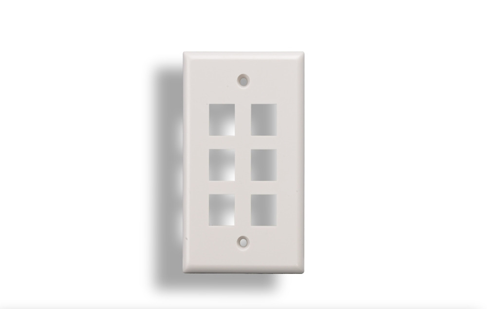 6-Port Wall Plate for Keystone Insert White