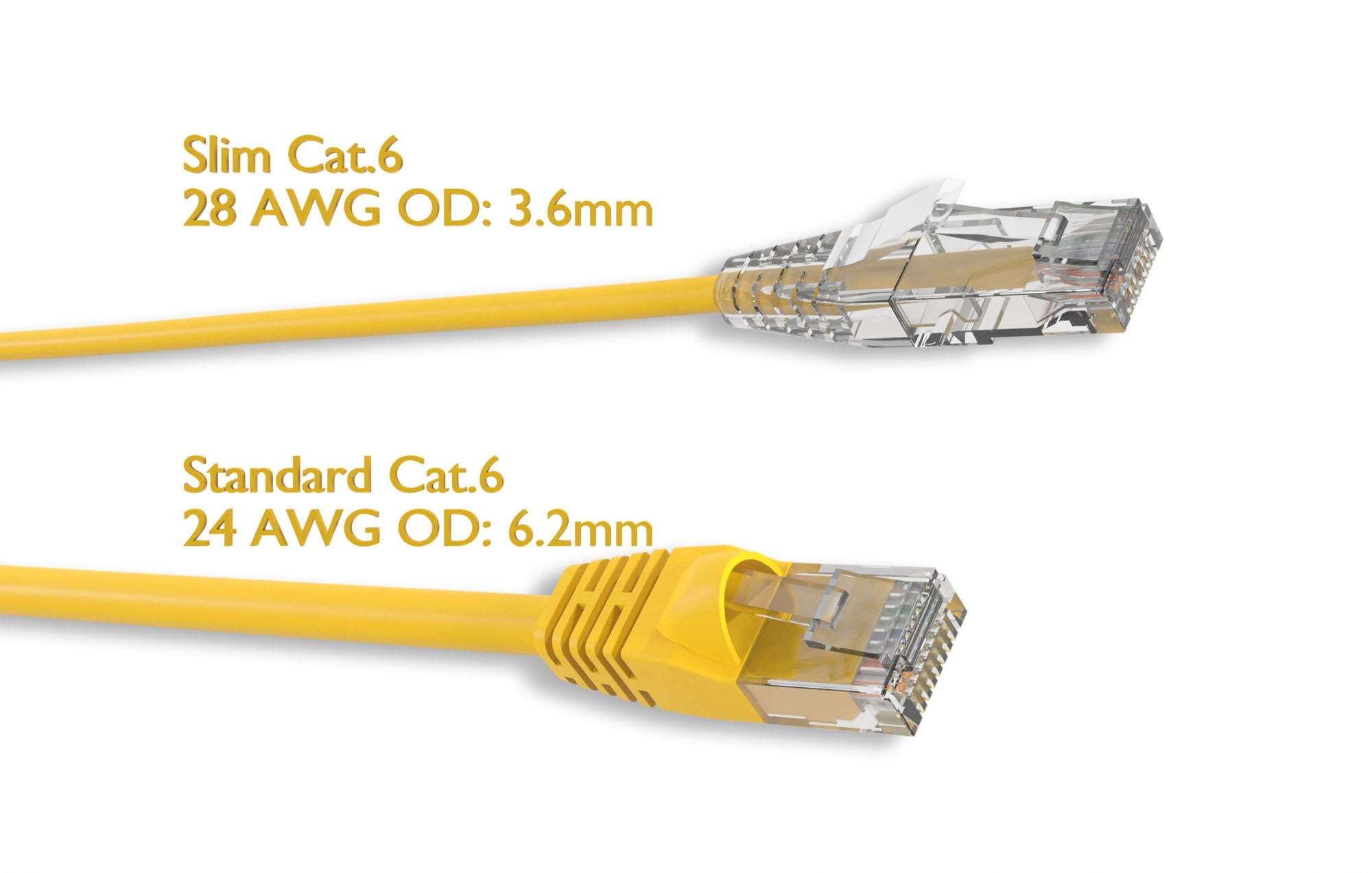 Yellow Slim Cat 6 UTP Patch Cable - Image 2