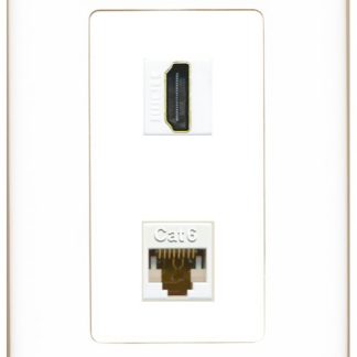 1 Gang Decora wall plate in White, with 1 HDMI, 1 Cat6 jacks