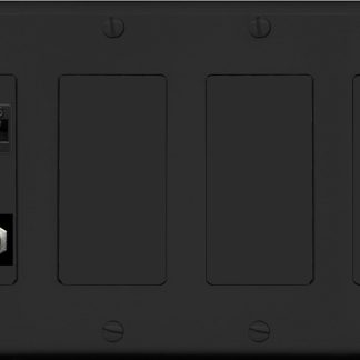 6 Gang Outlet wall plate in Black, with 2 Cat6, 1 HDMI, 1 Coax F-Type jacks